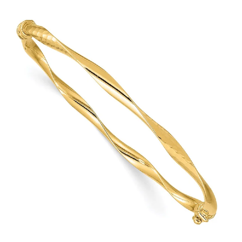 Women’s exclusive bracelet-14K Yellow Gold Hinged Bangle Bracelet-WBC-DB668