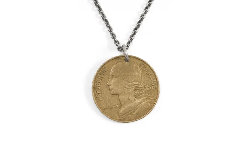 Women’s custom necklace design-#077 - Necklace Vintage Coin - Franc