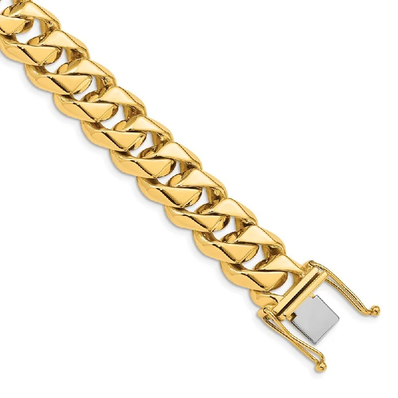 Women’s luxury bangle-14k Yellow Gold 14mm Hand-Polished Traditional Link Chain Bracelet, 8"