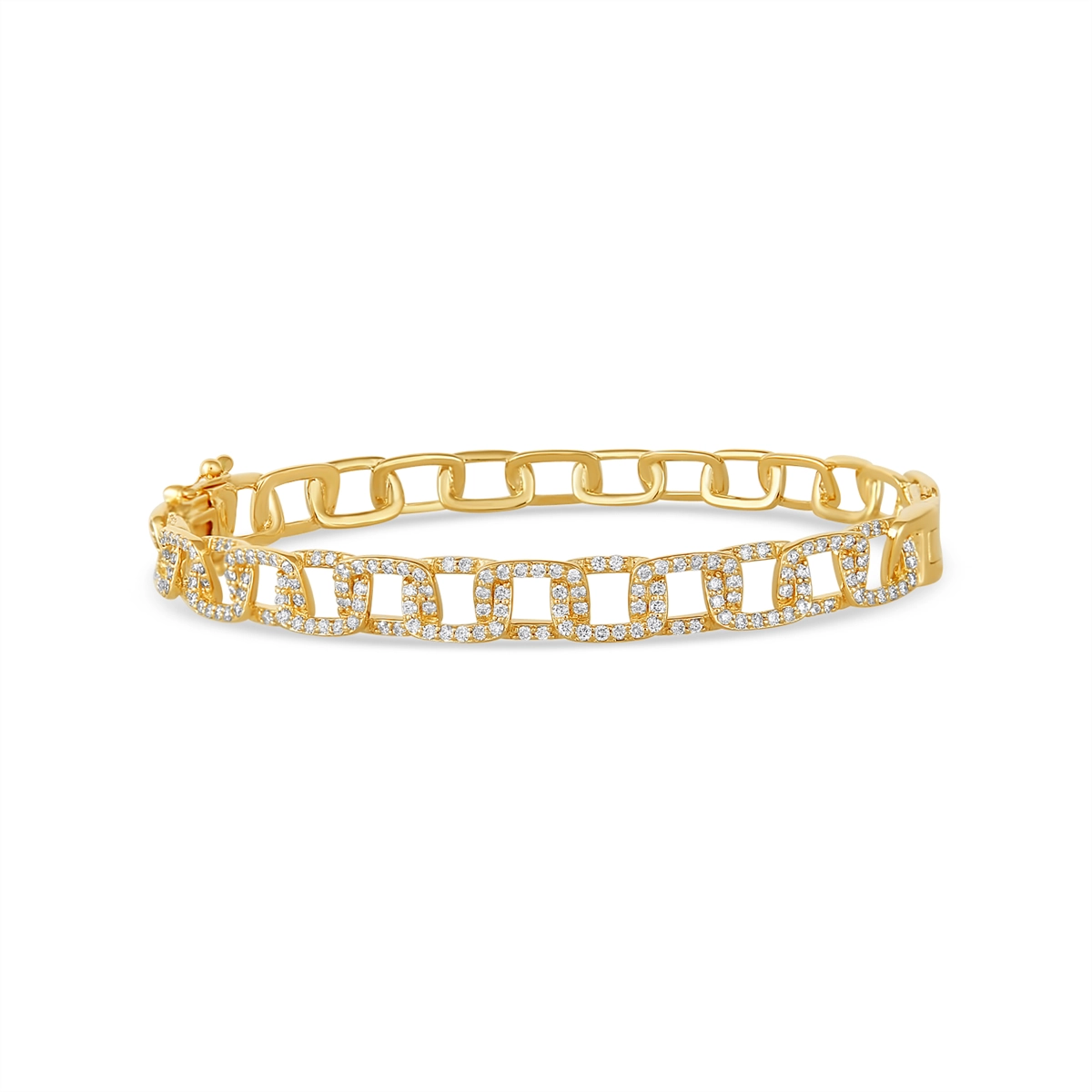 Women’s gold bangle-14K Yellow Gold Diamond Link Bracelet