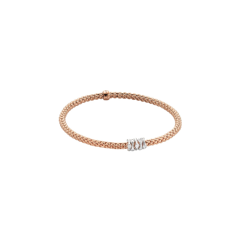 Women’s gemstone bracelet-Fope 18K Rose Gold Prima Collection Bracelet with Diamonds, Medium Size