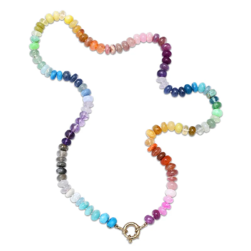 Women’s fancy necklace-Classic Rainbow Semiprecious Beaded Necklace