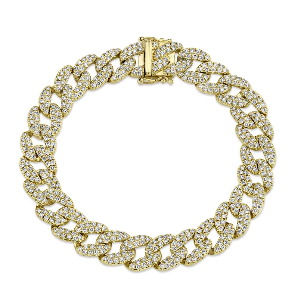 Women’s custom bracelet-14K Yellow Gold Diamond Pave Cuban Link Bracelet