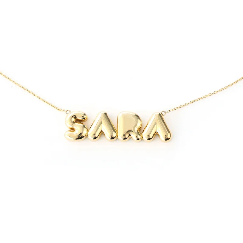 Women’s unique pendant necklace-Large Puffer Name Necklace