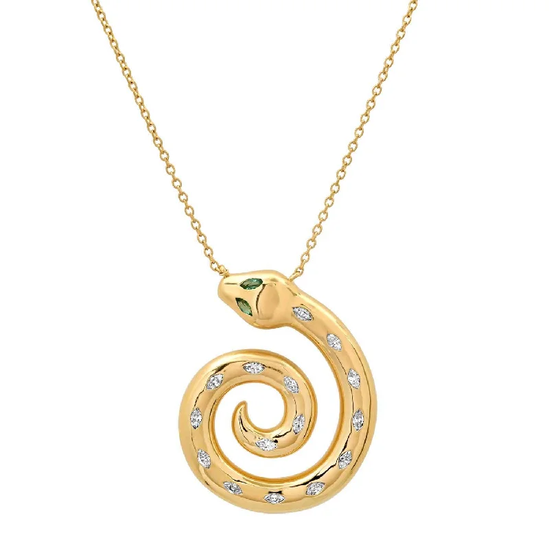 Women’s minimalist necklace-Milestones by AB for Eriness Diamond Marquis Coiled Snake Necklace