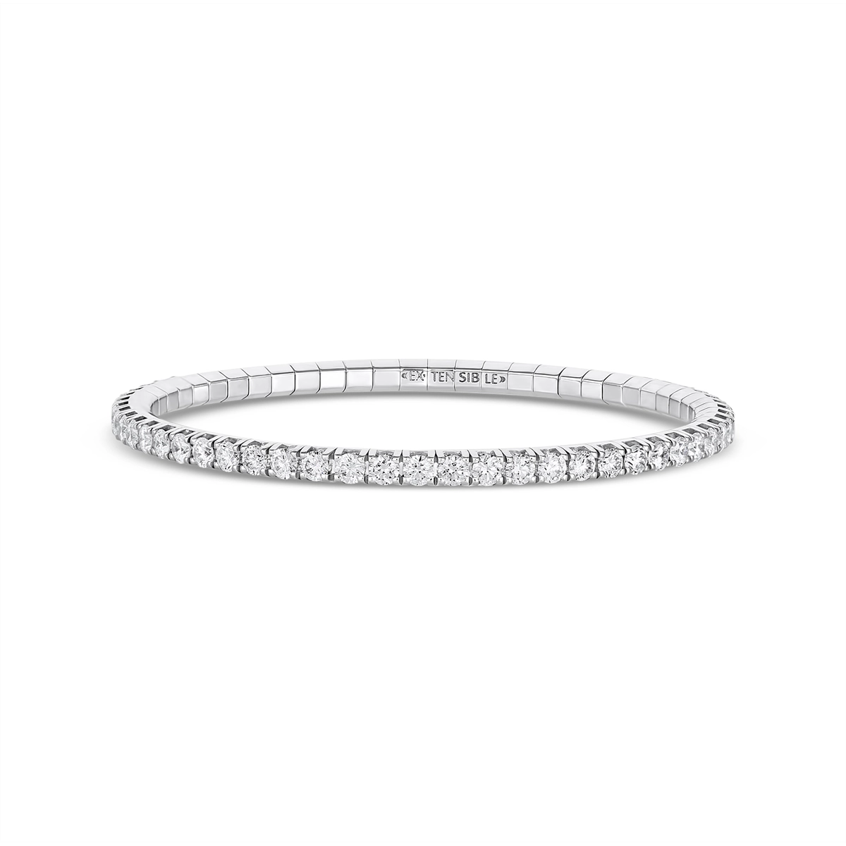 Women’s handmade bracelet-Extensible 18K White Gold Stretch Diamond Tennis Bracelet