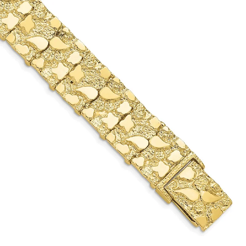 Women’s gold bracelet-10k 15.0mm NUGGET Bracelet-WBC-10N15-7