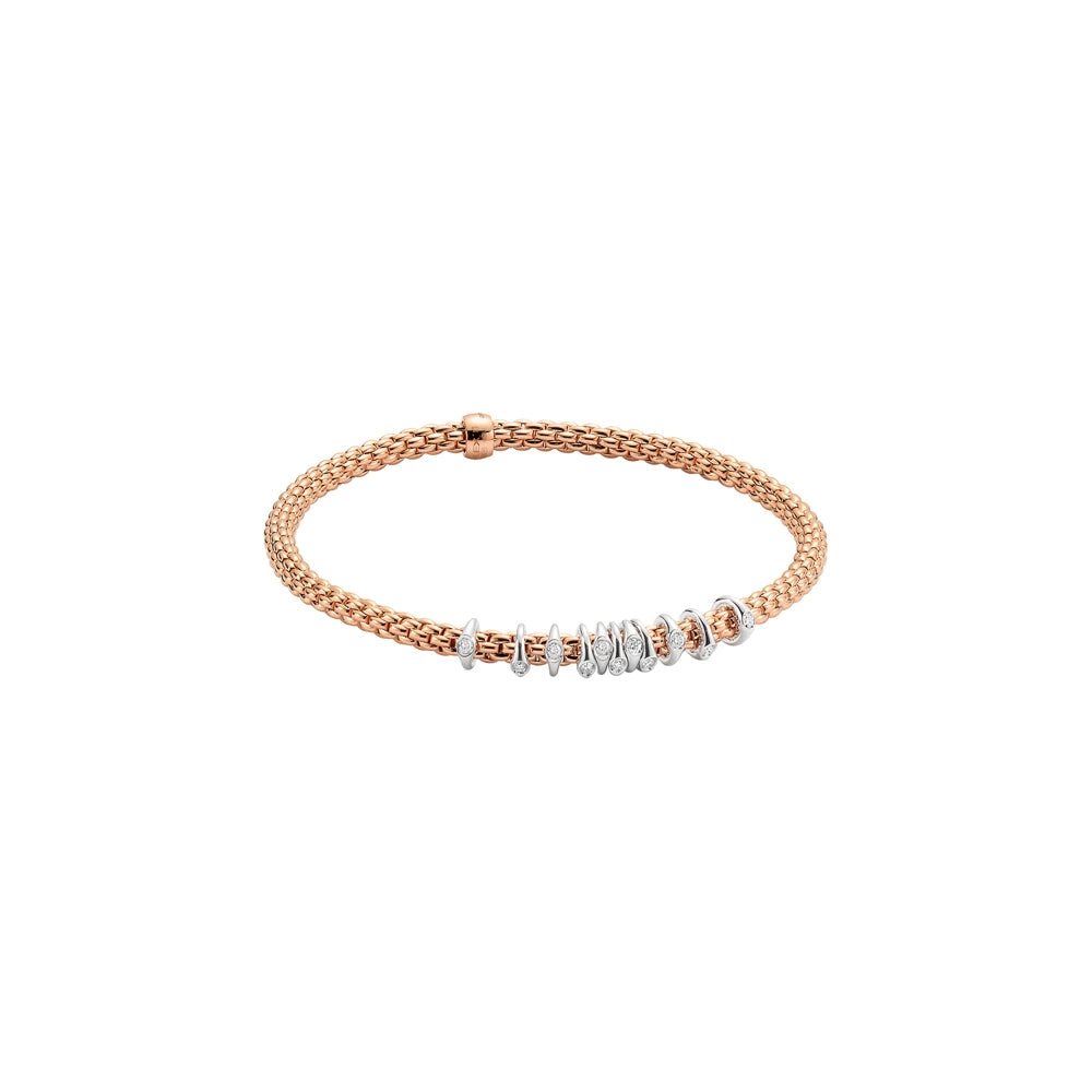 Women’s engraved bracelet-Fope 18K Rose Gold Prima Collection Flexible Diamond Bracelet, Large Size