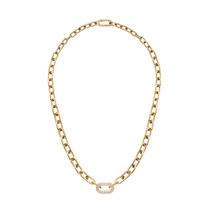 Women’s luxurious crystal necklace-Crystal Link Necklace Gold