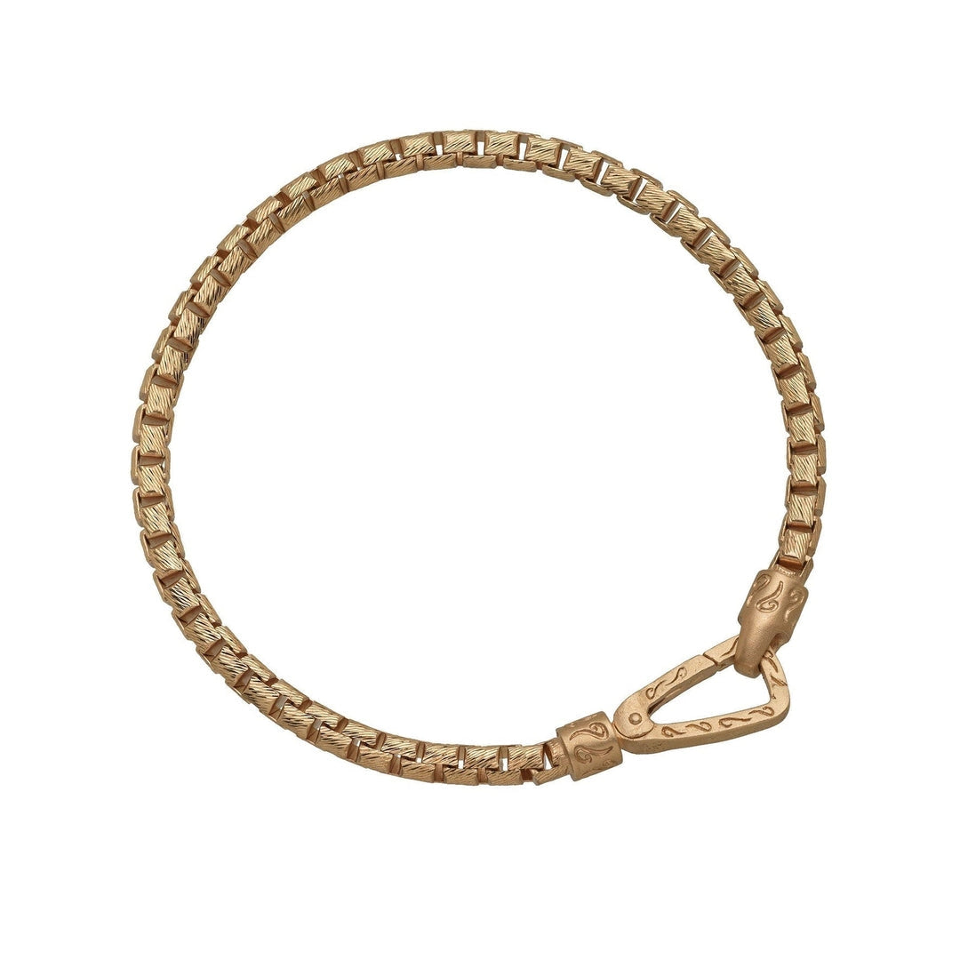 Women’s diamond bracelet set-Marco Dal Maso Carved 18K Yellow Gold Plated Silver Bracelet Matte Chain & Polish Clasp