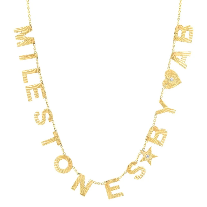 Women’s gold chain necklace-Personalized You Are My Sunshine Fluted Initial Name Necklace