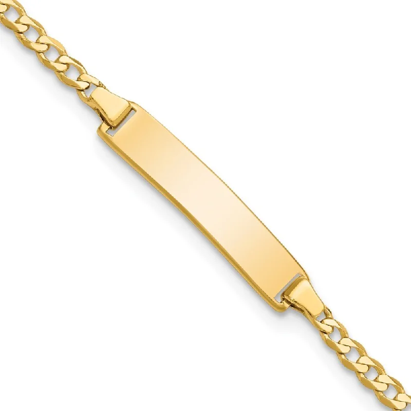 Women’s gold bangle-14k Yellow Gold 4.5mm Flat Curb Link ID Bracelet, 5.5"