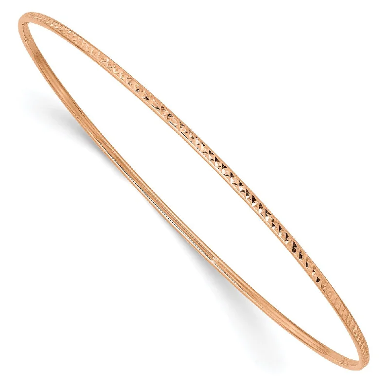 Women’s chunky bangle-14k 1.5mm Rose Gold Diamond-Cut Slip-on Bangle Bracelet-WBC-DB545