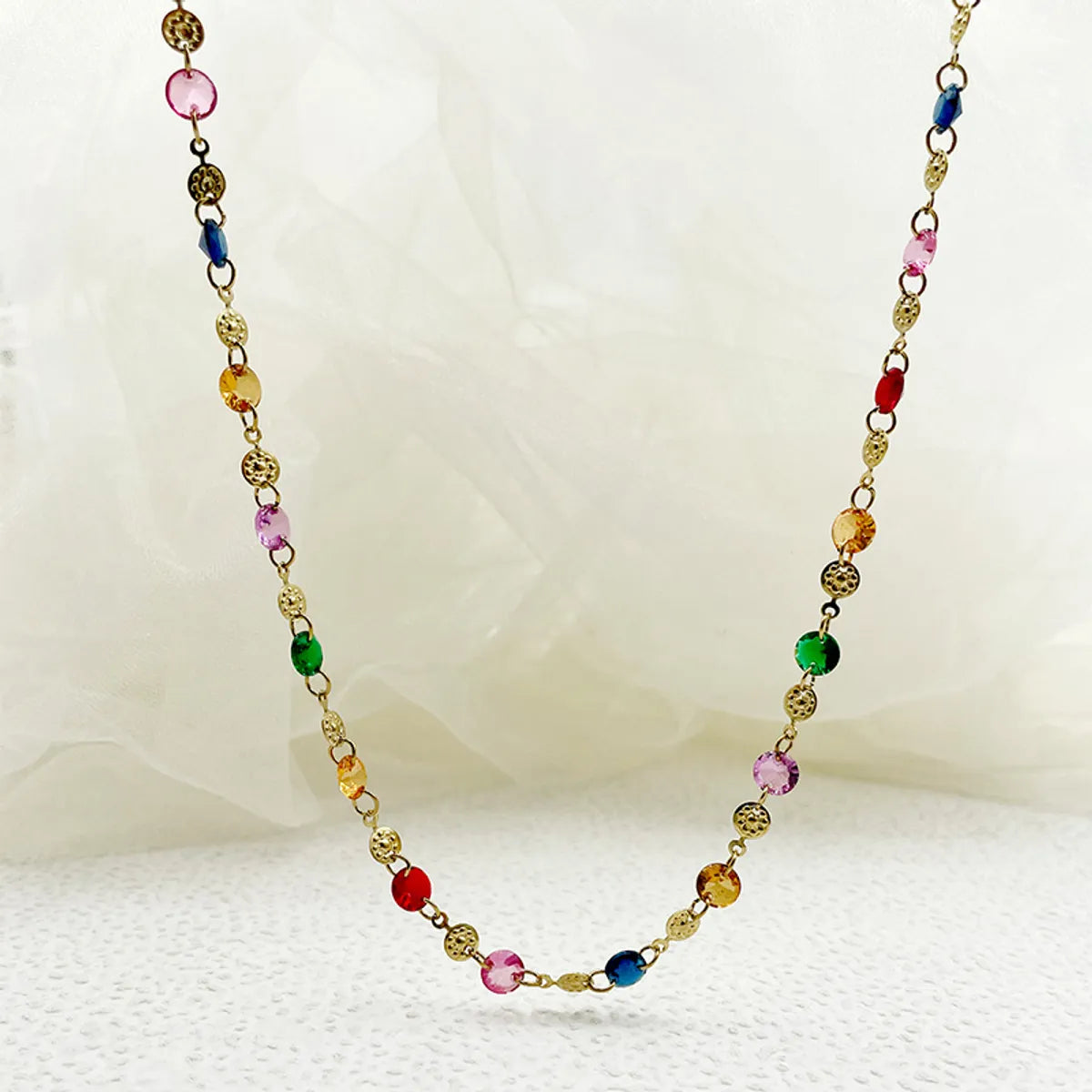 Women’s simple pendant necklace-Elegant Princess Colorful Stainless Steel Plating Gold Plated Necklace