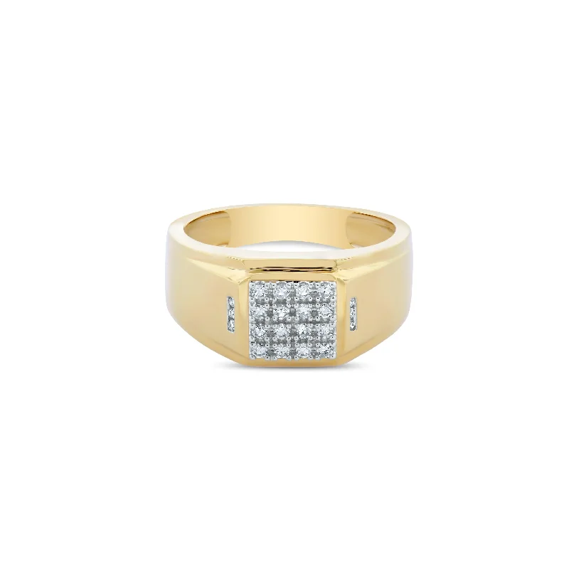 Women’s custom gold engagement ring-Classic Mens Diamond Gold Ring