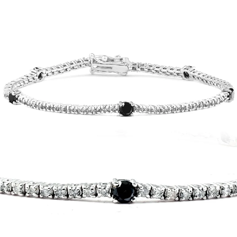 Women’s adjustable bangle-2 1/4 Ct Black & White Diamond Tennis Bracelet