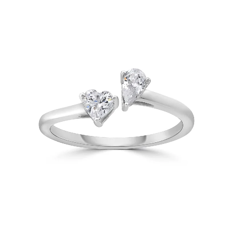 Women’s eco-friendly diamond engagement ring-Toi Et Moi Heart and Pear Diamond Ring