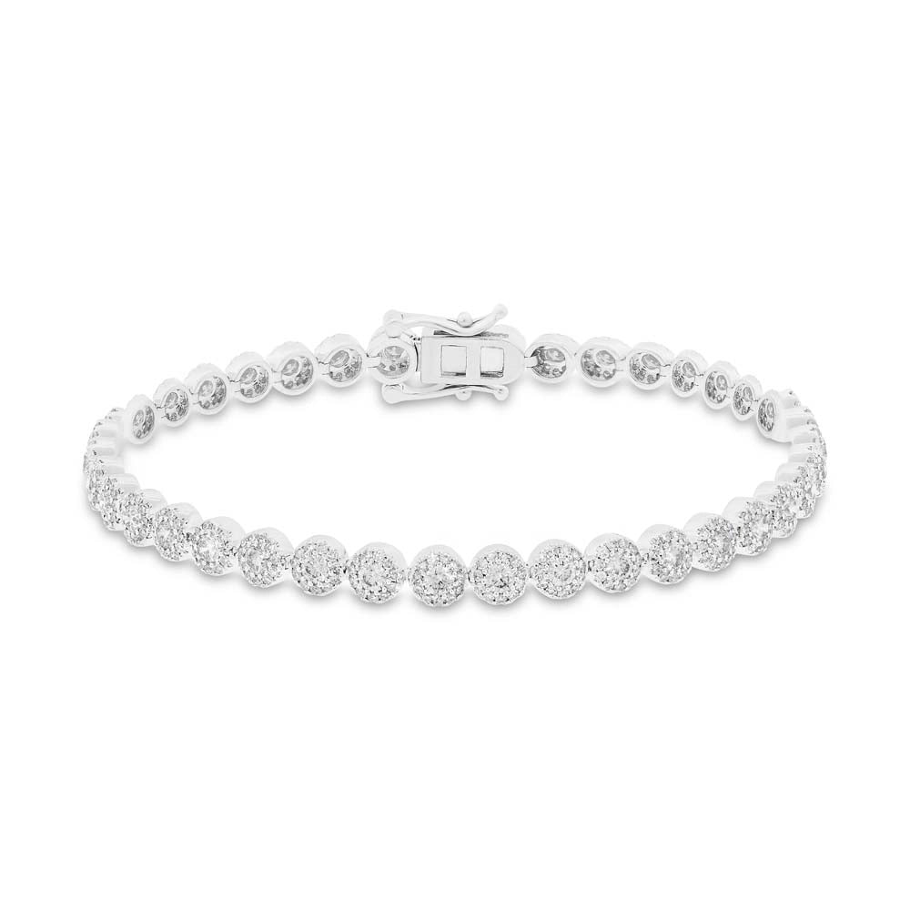 Women’s luxury bracelet with diamonds-14K White Gold Cluster Diamond Station Bracelet