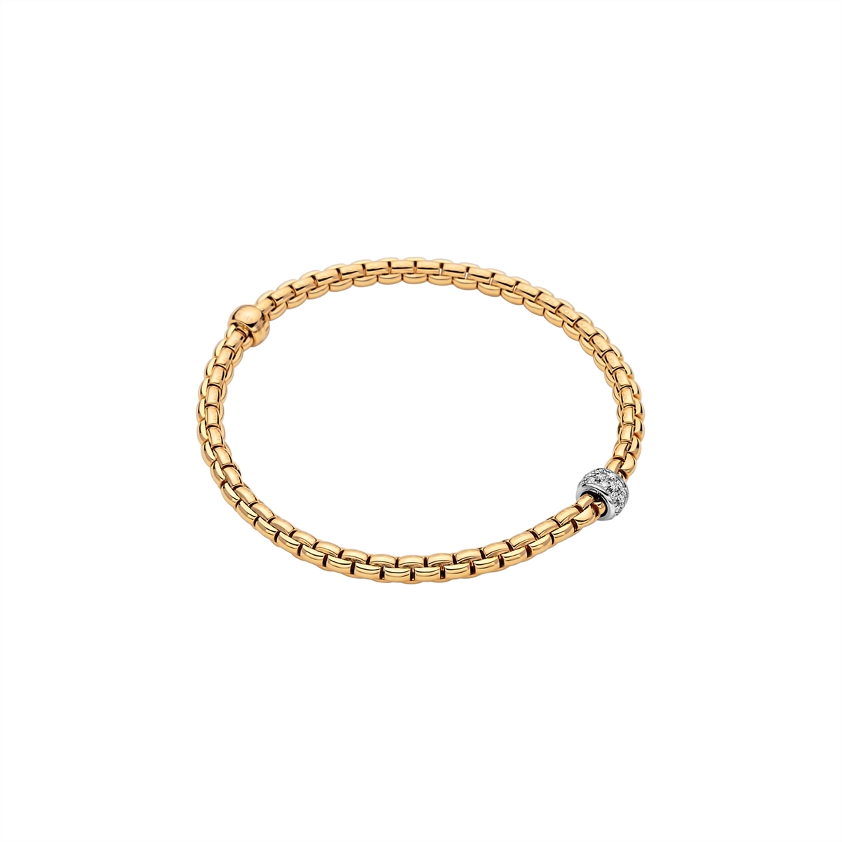 Women’s handmade bangle-Fope 18K Yellow Gold Eka Tiny Collection Diamond Bracelet, Large Size