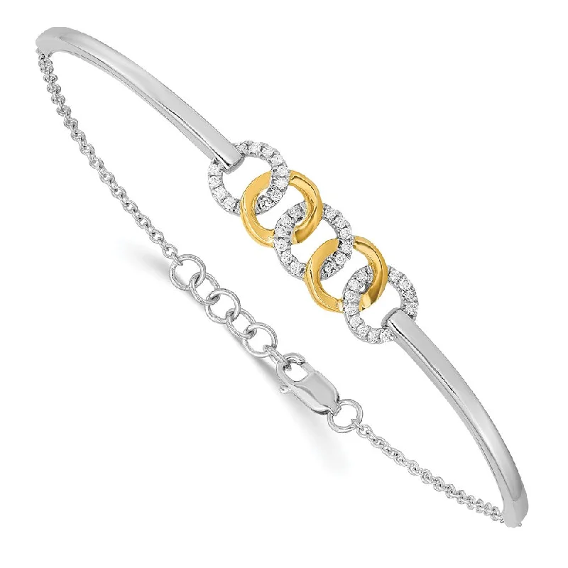 Women’s statement bracelet-14k Two-tone Polished Diamond Circles Bar 7in w/.5in ext Bracelet-WBC-BM6906-020-WYA