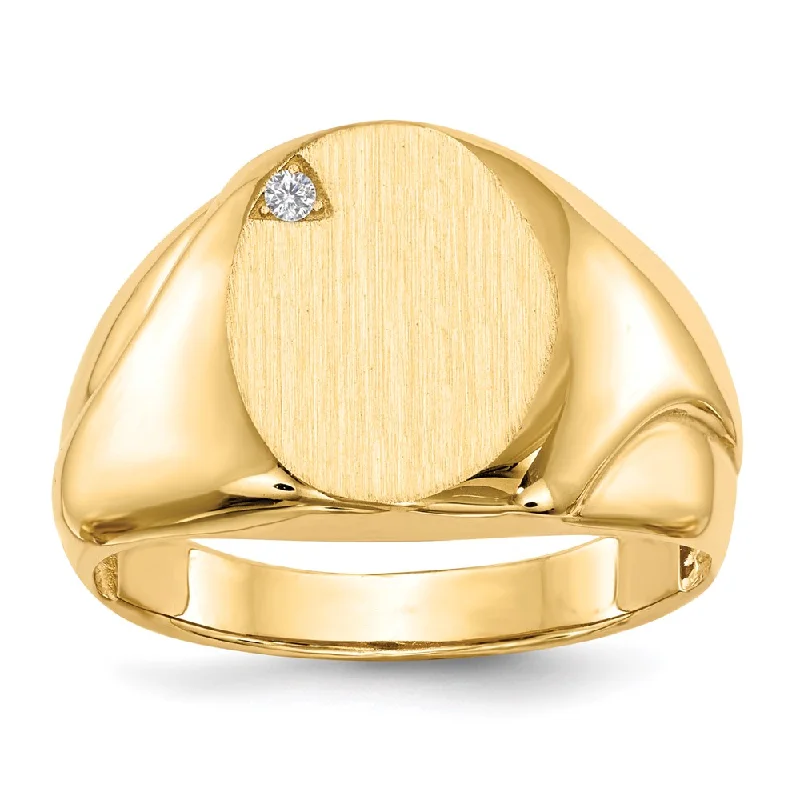 Women’s cushion-cut engagement ring-14K Yellow Gold 14.0x11.5mm Open Back AA Real Diamond Men's Signet Ring