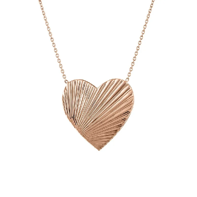 Women’s luxury necklace-The Lexi Large Fluted Heart Pendant Necklace