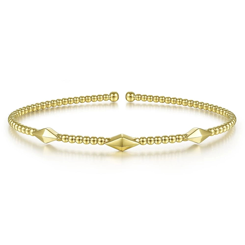 Women’s stackable bangles-14K Yellow Gold Thin Cuff Bracelet