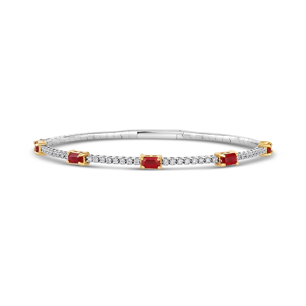 Women’s gemstone bracelet-14K White and Yellow Gold Ruby and Diamond Bracelet