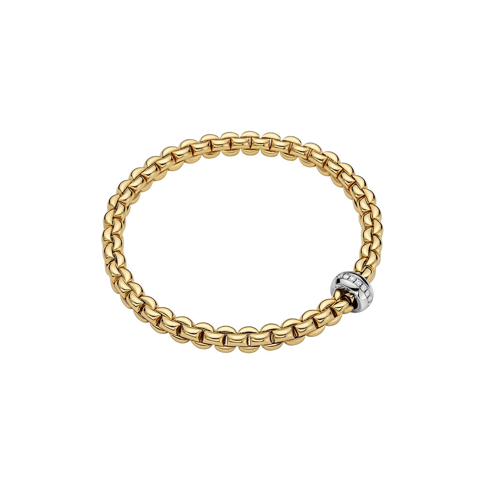 Women’s leather bracelet-FOPE 18K Yellow Gold Eka Colleciton Flex-it Diamond Bracelet, Medium Size