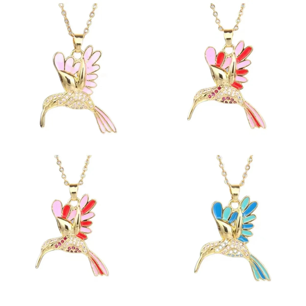 Women’s infinity necklace-Lady Animal Bird Copper Enamel Plating Inlay Zircon Pendant Necklace