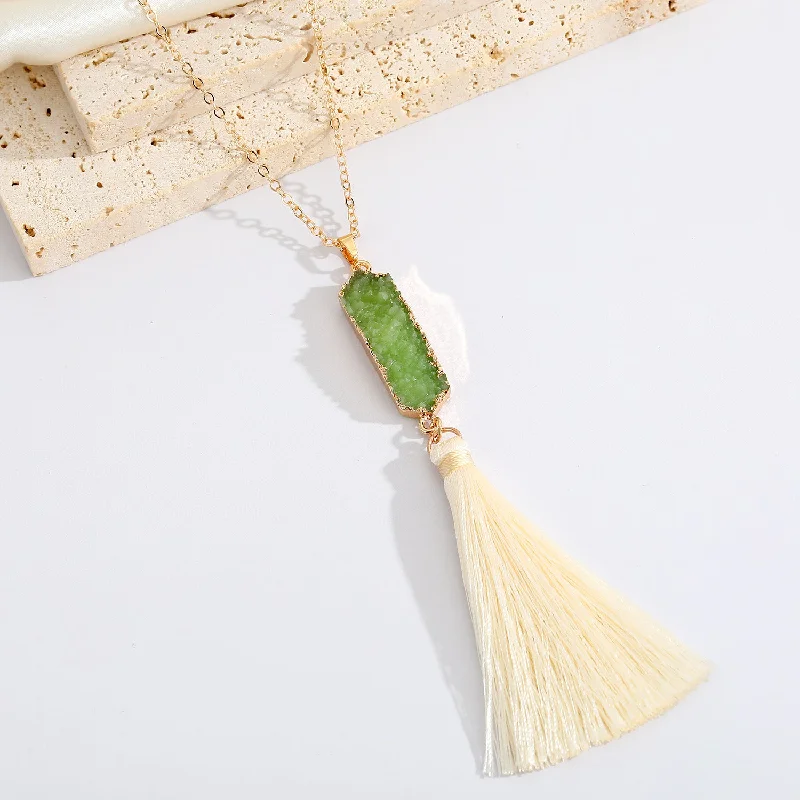 Green + Beige Tassel