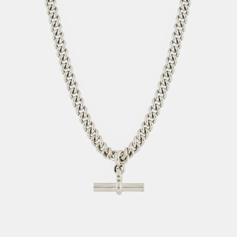 Women’s elegant necklace-Silver Curb T-Bar Necklace