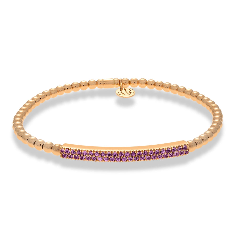 Women’s gemstone bracelet-Hulchi Belluni 18K Rose Gold Bracelet with Pink Sapphires