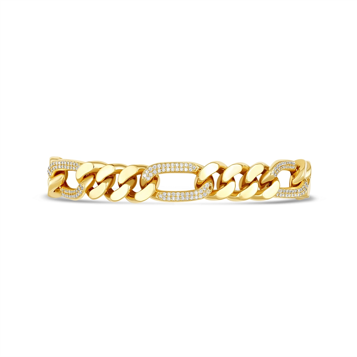 Women’s contemporary bracelet-Gents 18K Yellow Gold Diamond Cuban Link Bracelet