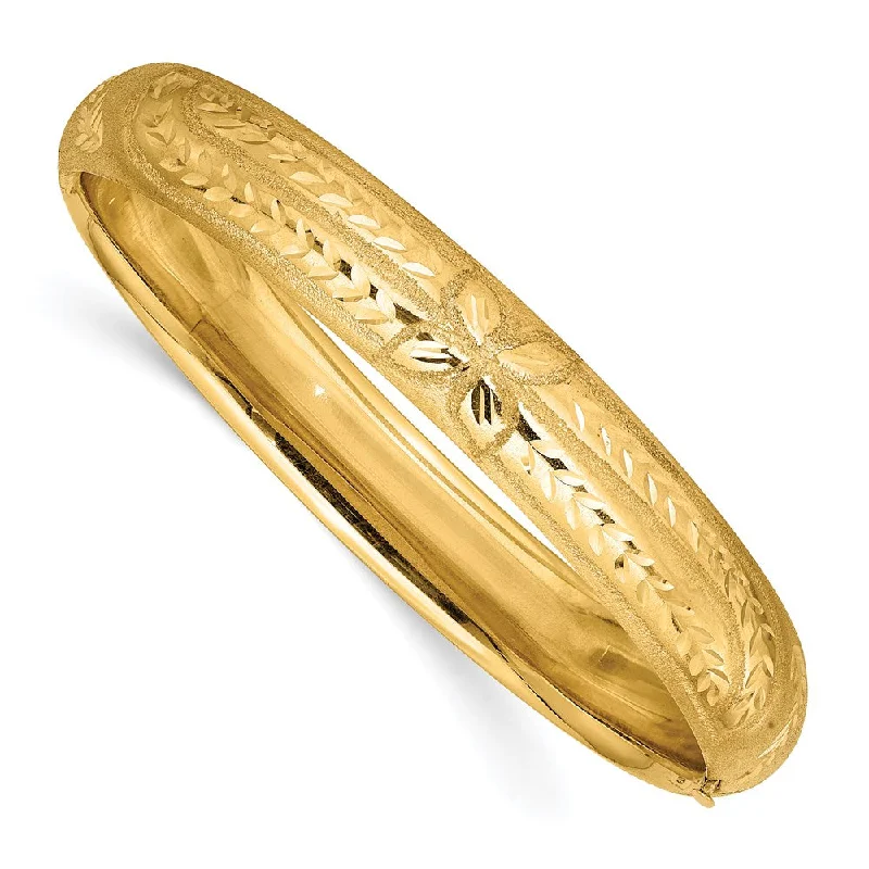 Women’s vintage-inspired bracelet-14k 7/16 Florentine Engraved Hinged Bangle Bracelet-WBC-FE7/16