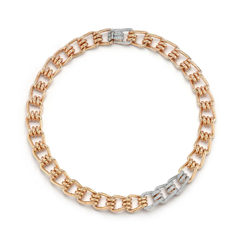 Women’s diamond necklace-Huxley Gold & Diamond Coil Link Collar Necklace