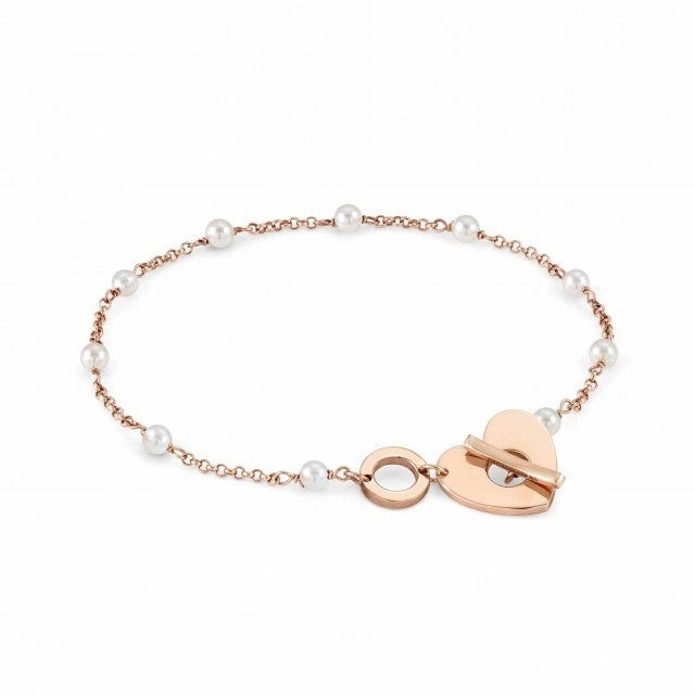 Women’s silver chain bracelet-Nomination Mon Amour Steel, Sterling & Rose Gold Plated Heart Bracelet