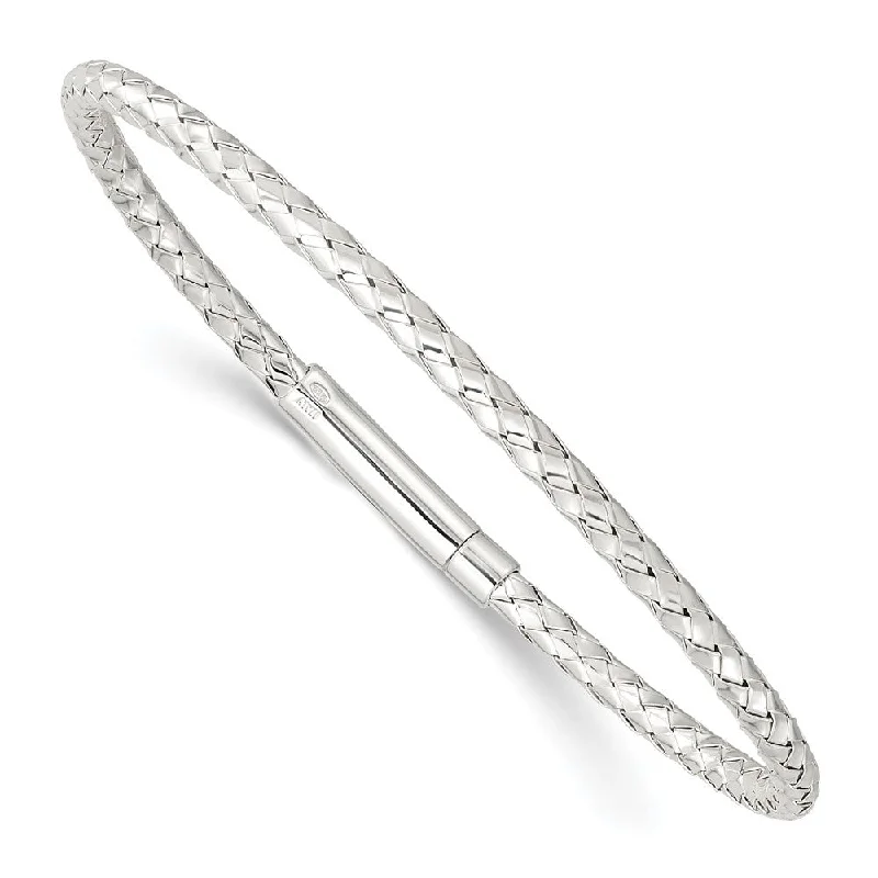 Women’s multi-layer bracelet-Sterling Silver Polished Flexible Weaved Bangle Bracelet-WBC-QB1433