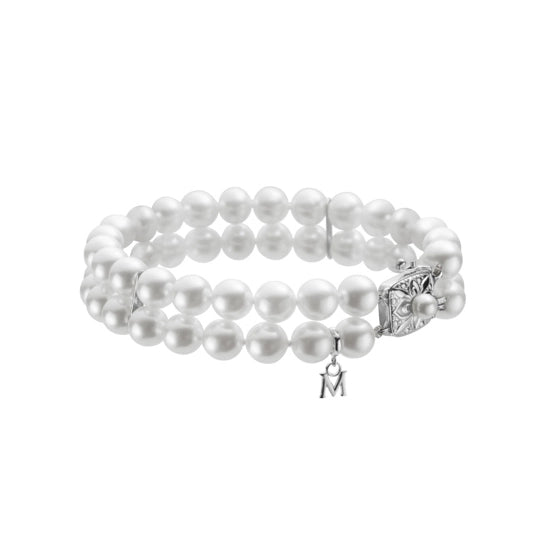 Women’s anniversary bracelet-Mikimoto 18K White Gold Double Strand Pearl Bracelet