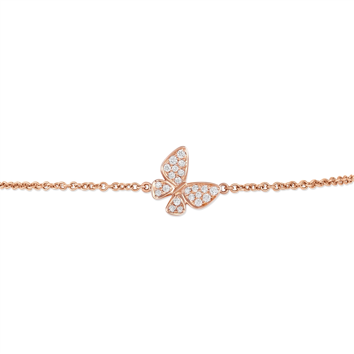 Women’s bangle bracelet-18K Rose Gold Diamond Butterfly Adjustable Bracelet