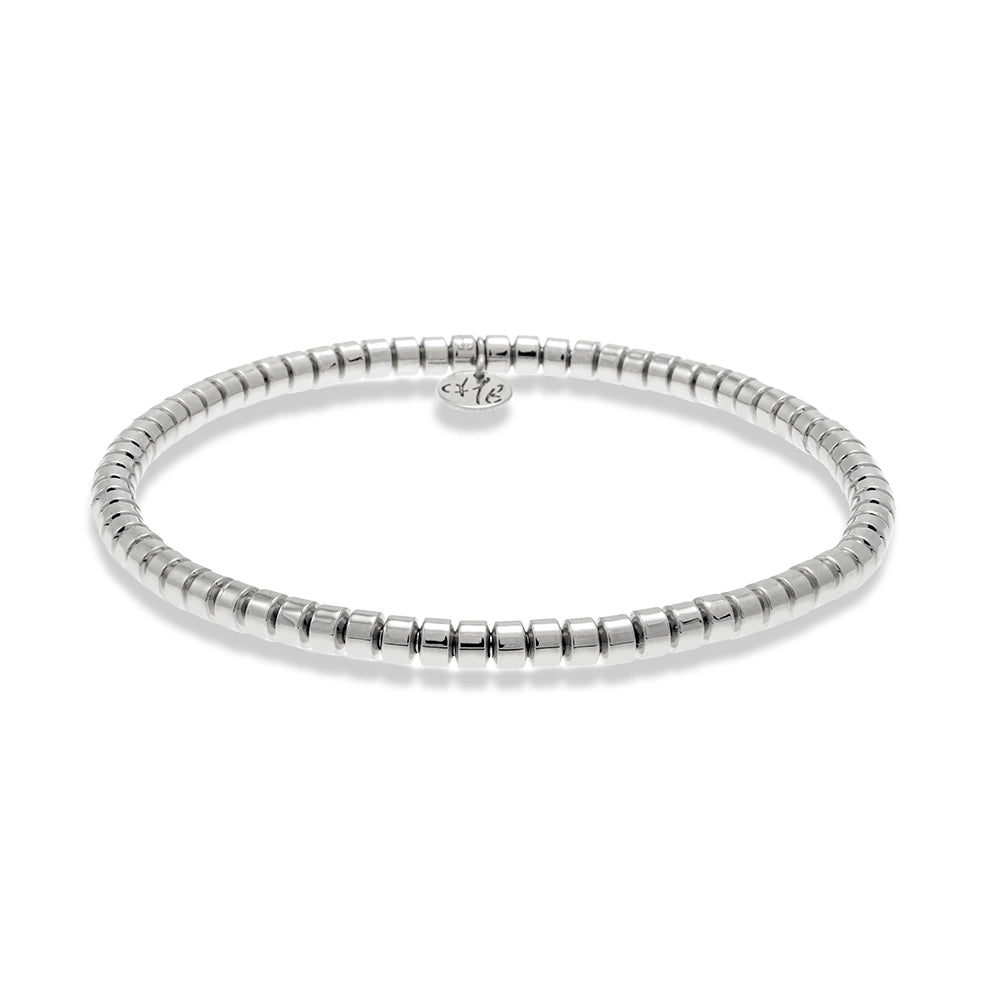 Women’s heart bracelet-Hulchi Belluni 18K White Gold Brushed Stretch Bracelet