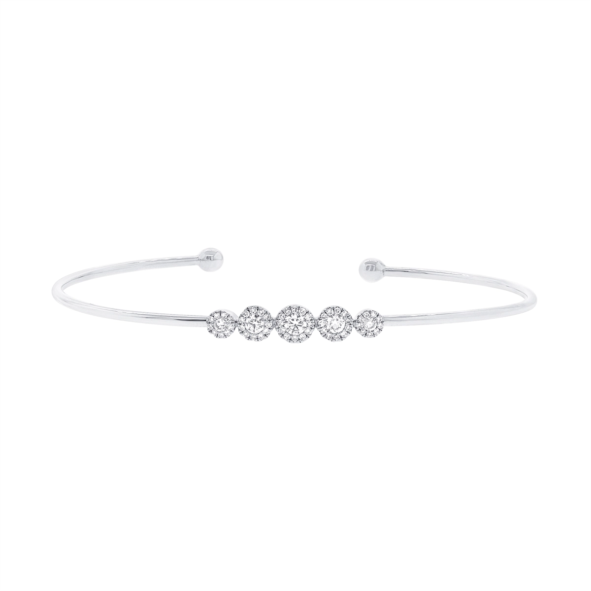 Women’s gemstone charm bracelet-14K White Gold Diamond Cuff Bracelet