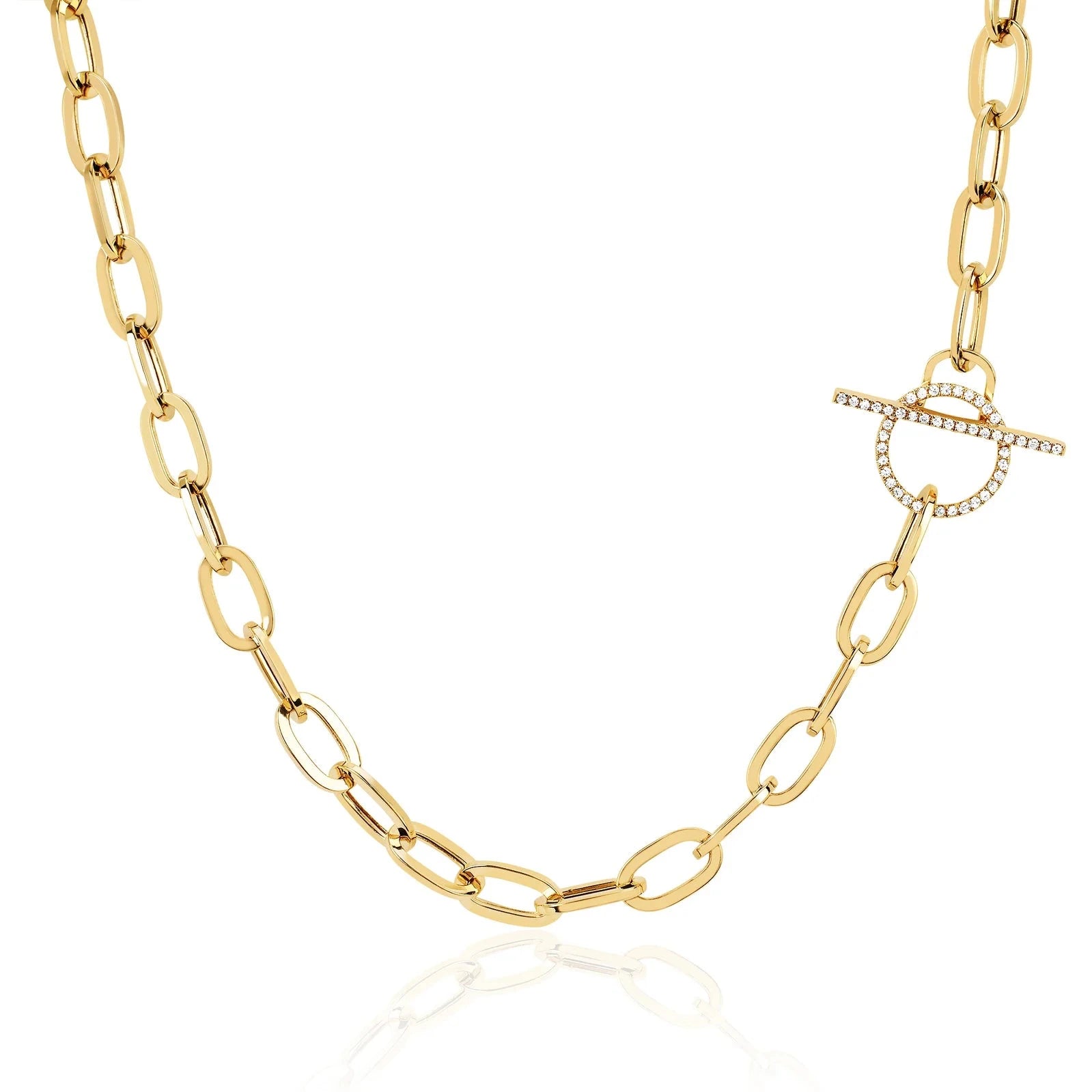 Women’s rose gold necklace-Jumbo Diamond Toggle Chain Necklace