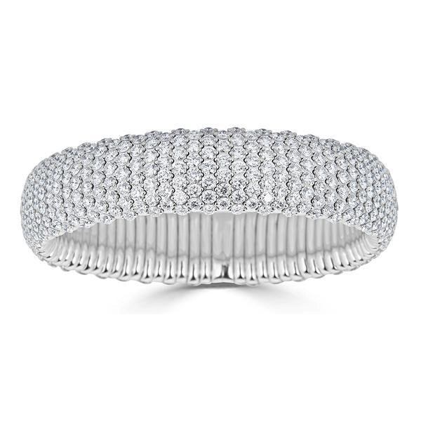 Women’s elegant bangle-Zydo 18K White Gold Wide Diamond Stretch Bracelet