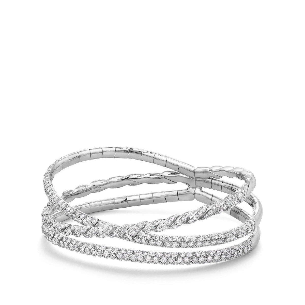 Women’s cuff bracelet-David Yurman Paveflex 3-Row Bracelet