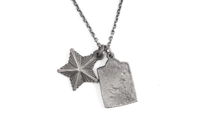 Women’s custom pendant necklace-#060 - Necklace ID Tag and star