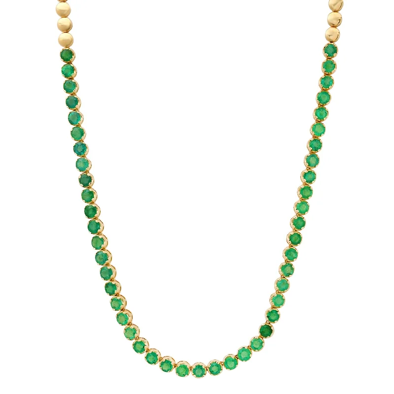 Women’s wedding day necklace-Juicy Emerald Rounds Tennis Necklace