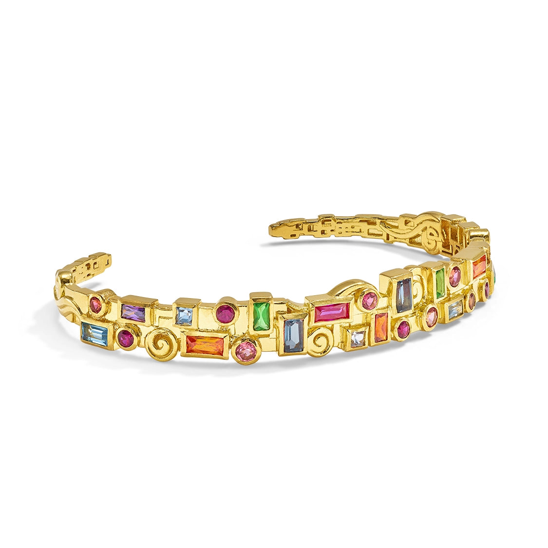 Women’s bridal bangle-Gurhan 22K Yellow Gold Klimt Cuff Bracelet with Mixed Stones