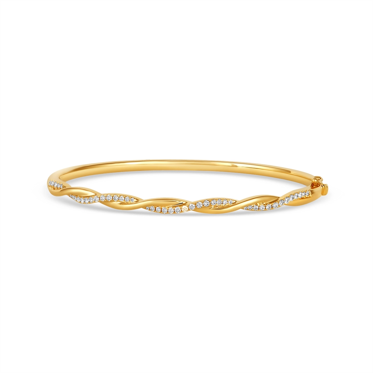 Women’s handmade bangle-14K Yellow Gold Twisted Diamond Bangle Bracelet