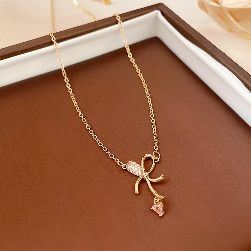 5# Necklace-Golden Bow